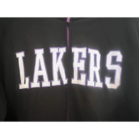New Era Los Angeles Lakers Track Jacket Black Purple Full Zip Varsity Mens L